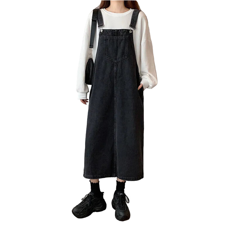 Robe Salopette Décontractée Style Rétro avec Détails Patchwork 0