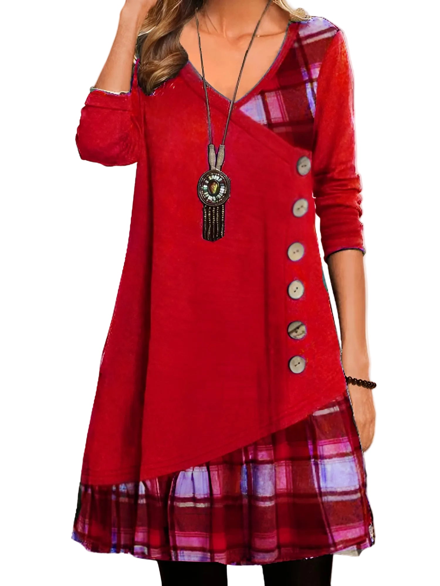 Robe Superposée à Col V pour Femmes 3