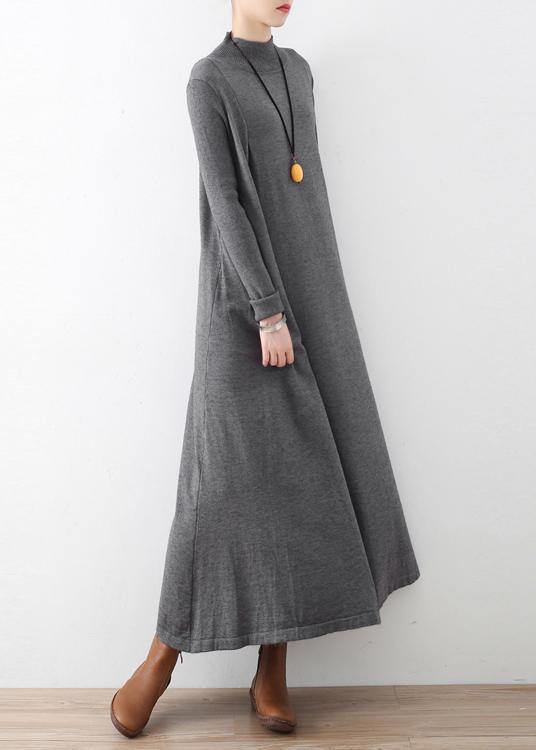 Robe Tunique Automne Col Haut Manches Chauve-Souris 2