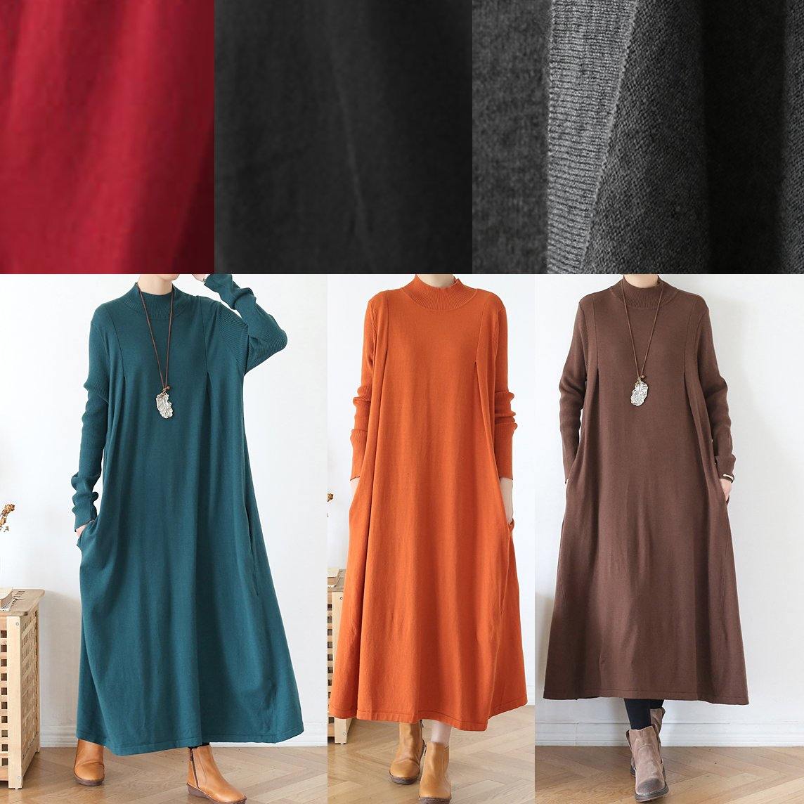 Robe Tunique Automne Col Haut Manches Chauve-Souris 4
