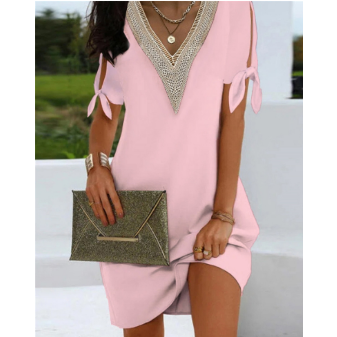 Robe Tunique Femme Col V Manches Liées Tissu Léger 3