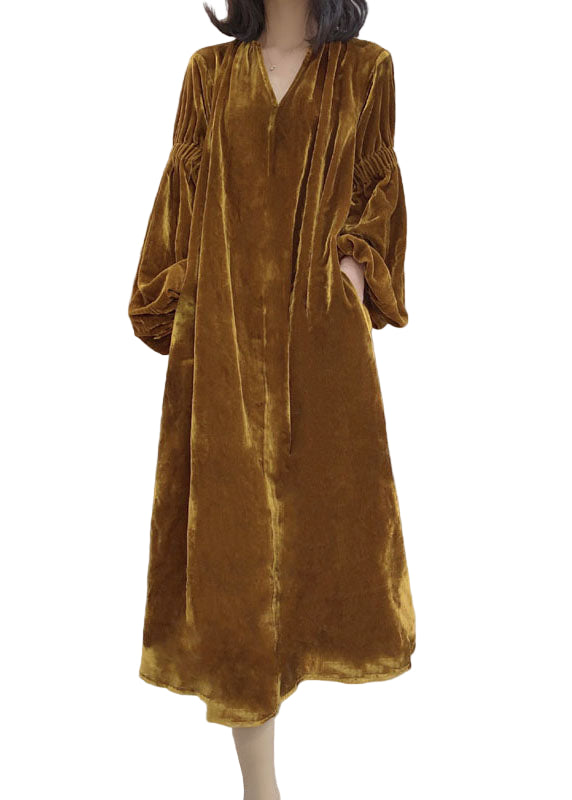 Robe Velours à Manches Bouffantes pour Femmes 0