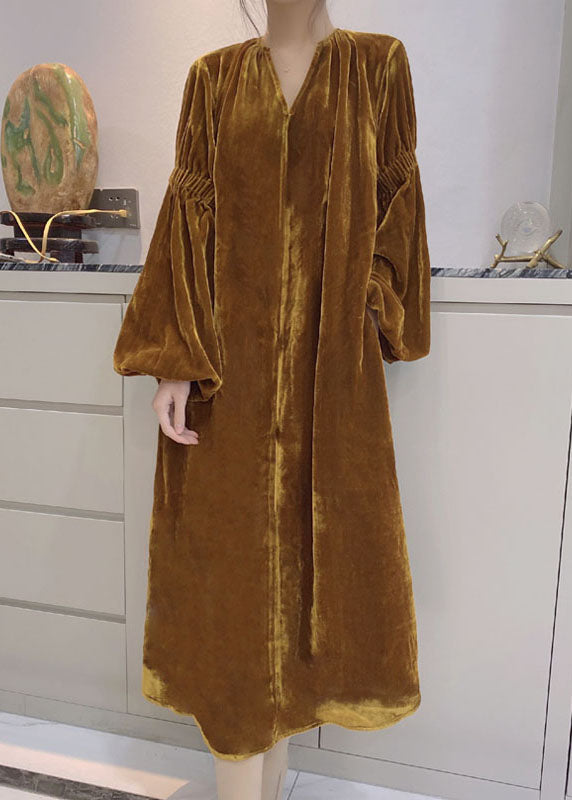 Robe Velours à Manches Bouffantes pour Femmes 1