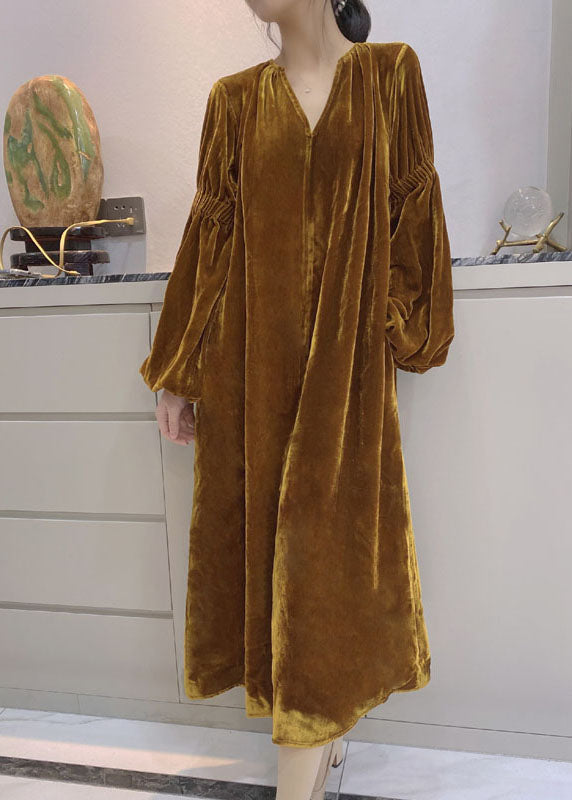 Robe Velours à Manches Bouffantes pour Femmes 2