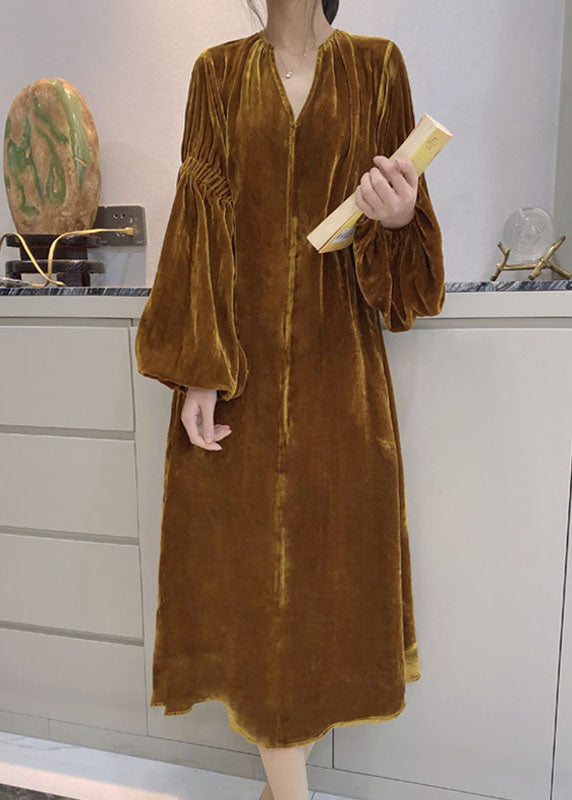 Robe Velours à Manches Bouffantes pour Femmes 3