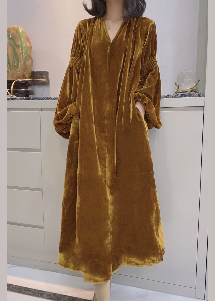 Robe Velours à Manches Bouffantes pour Femmes 4