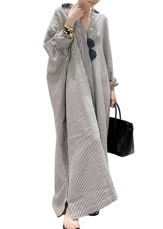 Robe à Col Peter Pan pour Femme à Rayures 0