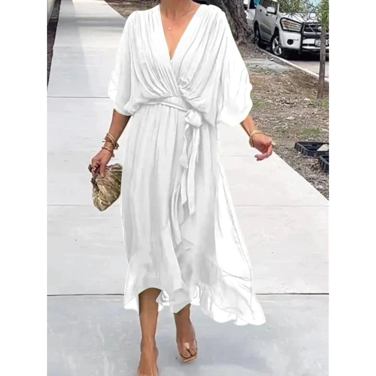 Robe à Encolure en V pour Femmes Chic 1