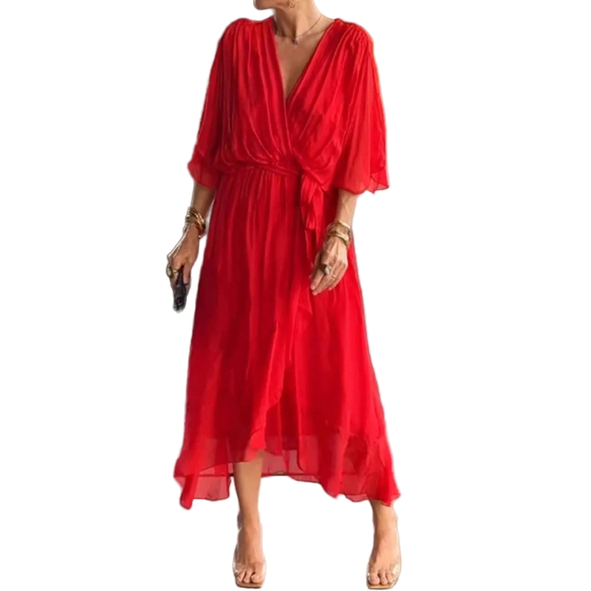 Robe à Encolure en V pour Femmes Chic 2