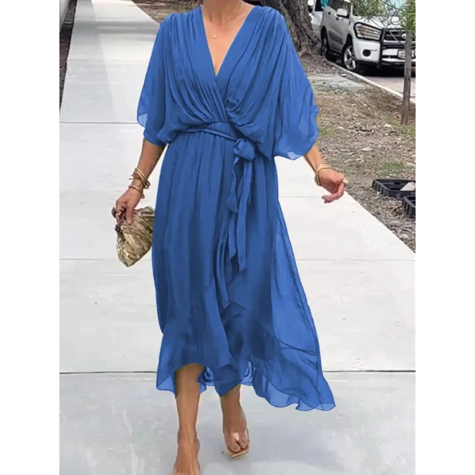 Robe à Encolure en V pour Femmes Chic 6