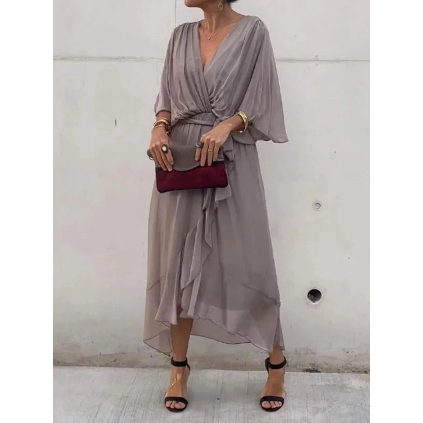 Robe à Encolure en V pour Femmes Chic 8