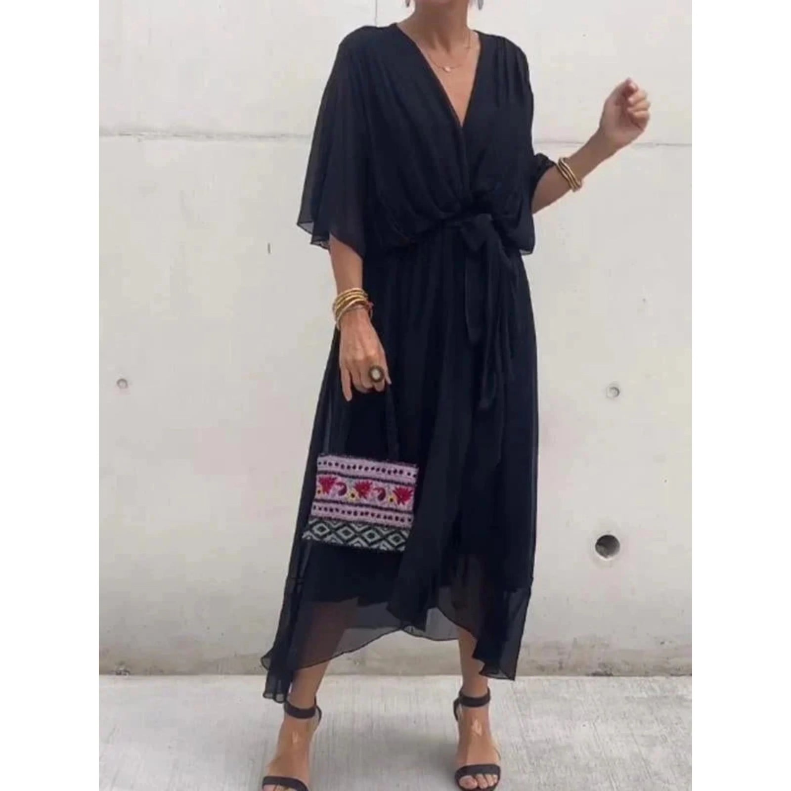 Robe à Encolure en V pour Femmes Chic 9
