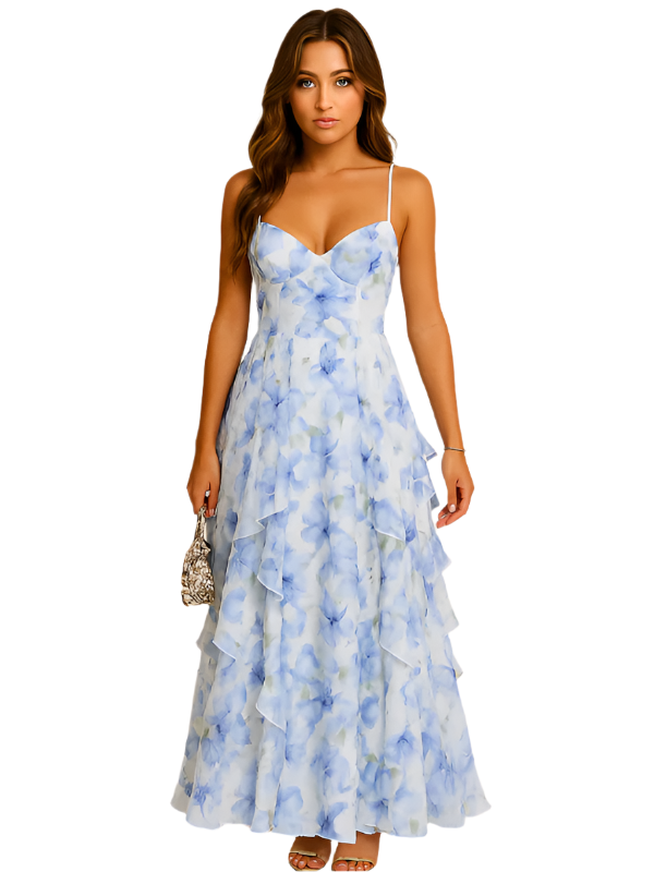 Robe à Fleurs à Volants pour Femmes 0