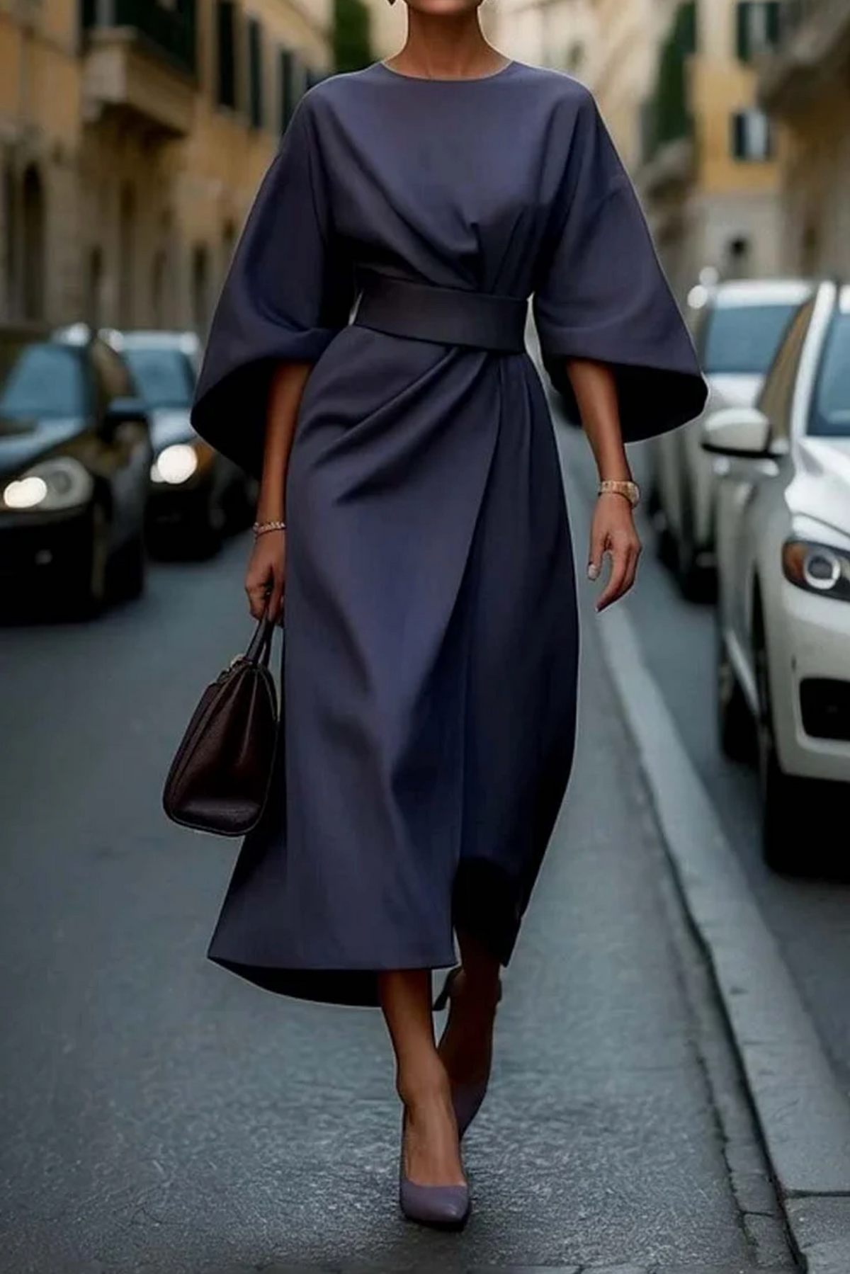 Robe à Manches Lanternes pour Femmes Chic 0
