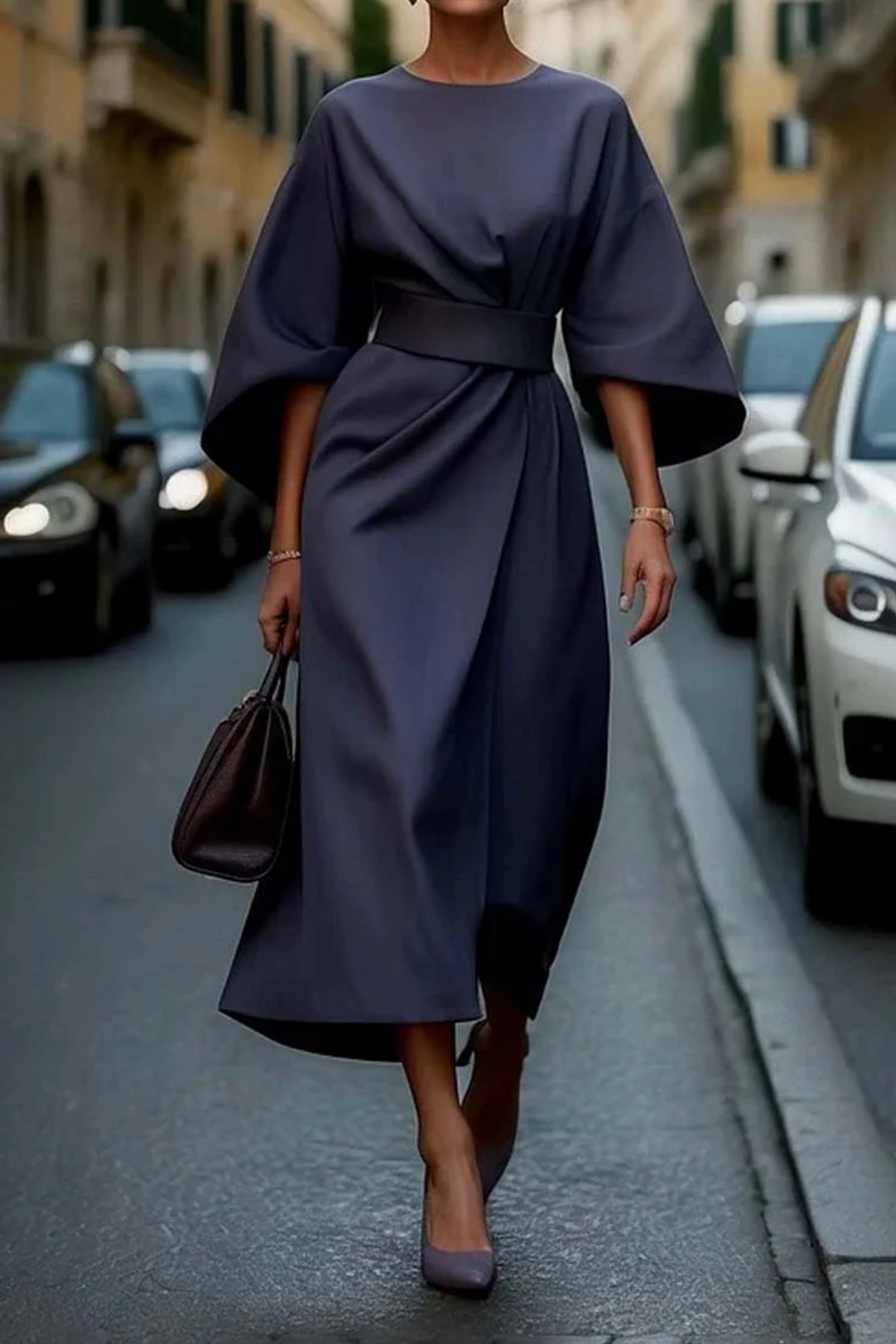 Robe à Manches Lanternes pour Femmes Chic 0