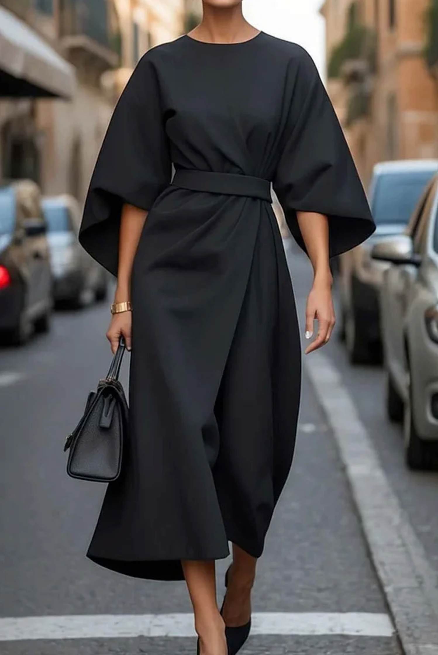 Robe à Manches Lanternes pour Femmes Chic 3