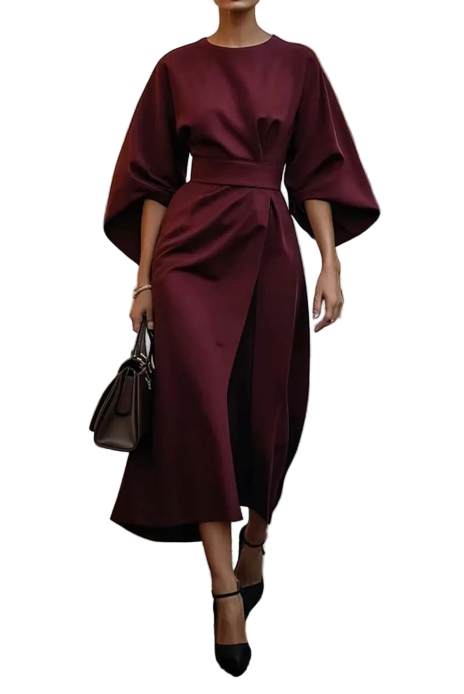 Robe à Manches Lanternes pour Femmes Chic 4