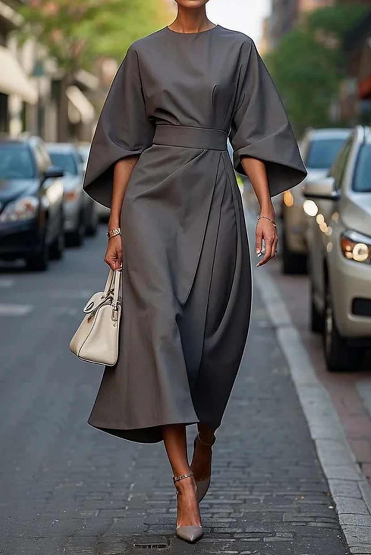 Robe à Manches Lanternes pour Femmes Chic 5