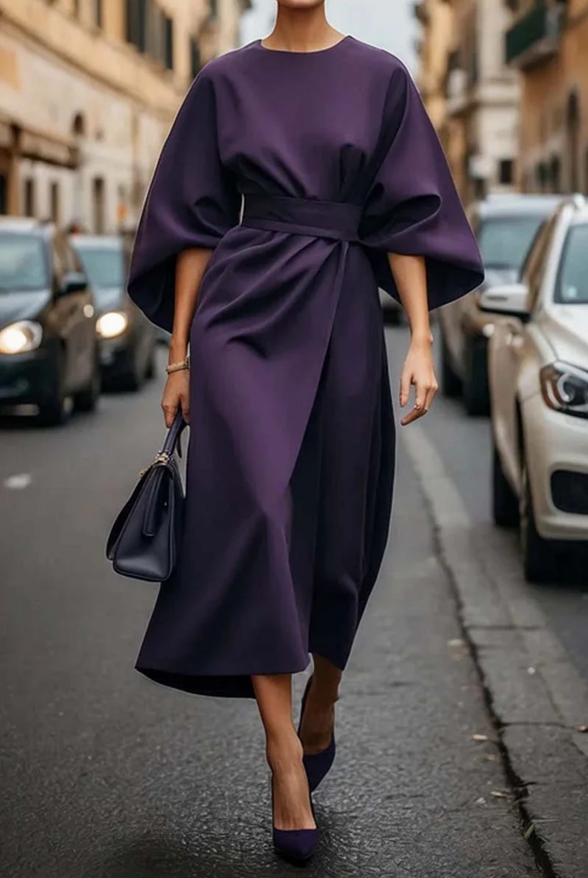 Robe à Manches Lanternes pour Femmes Chic 6