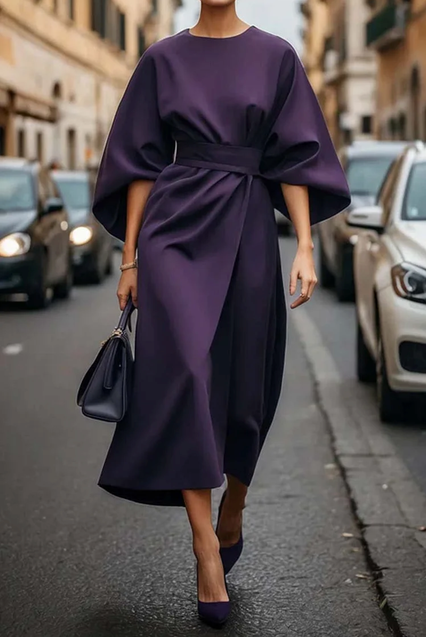 Robe à Manches Lanternes pour Femmes Chic 6