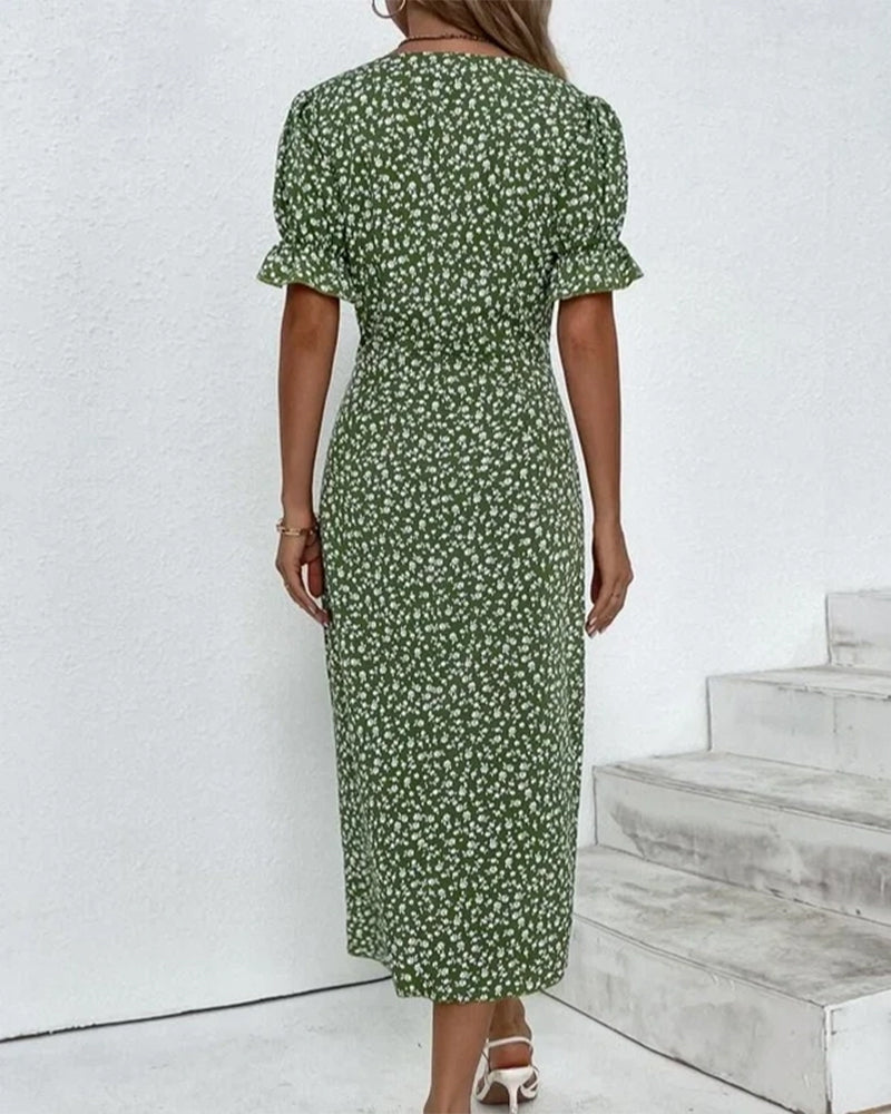 Robe à col en V pour Femme Style Floral 5