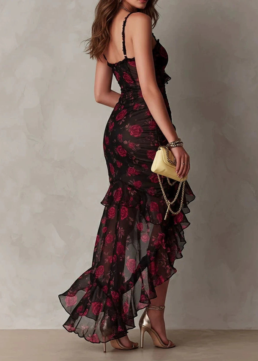Robe asymétrique à volants pour femme style estival 1