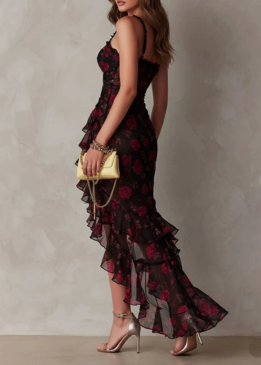 Robe asymétrique à volants pour femme style estival 2