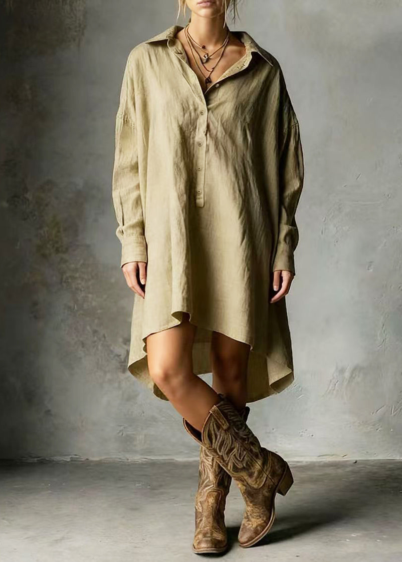 Robe chemise femme décontractée manches longues oversize 1