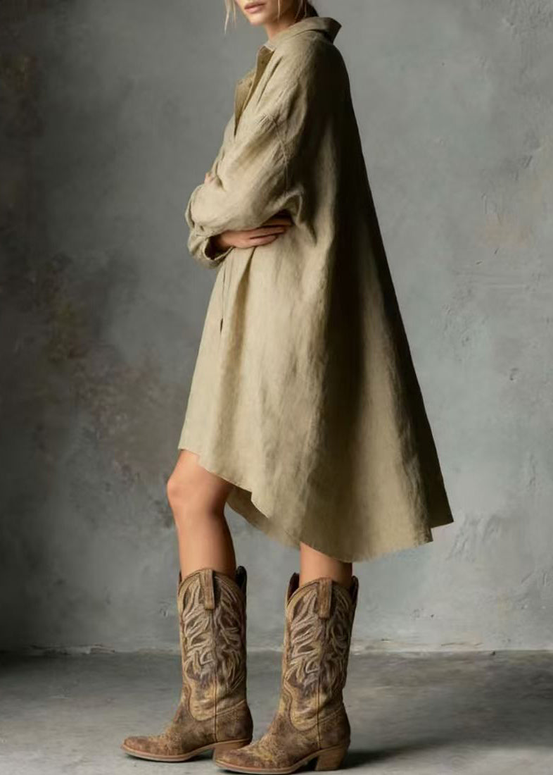 Robe chemise femme décontractée manches longues oversize 2