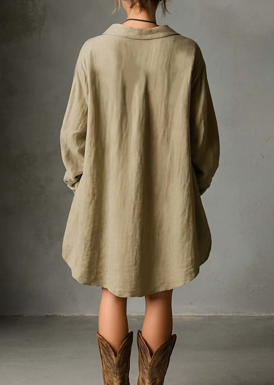 Robe chemise femme décontractée manches longues oversize 3