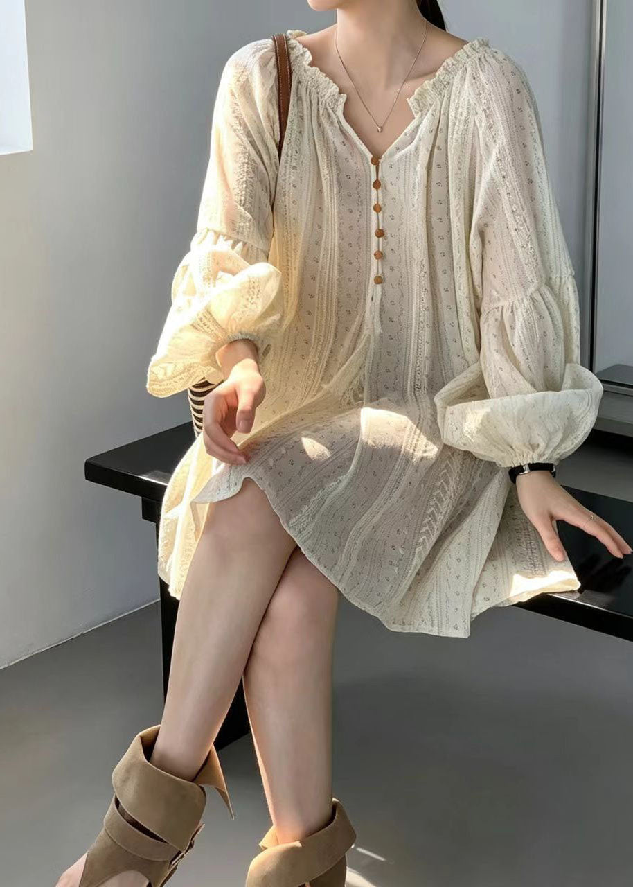 Robe courte femme imprimée col en V froissé style décontracté 0