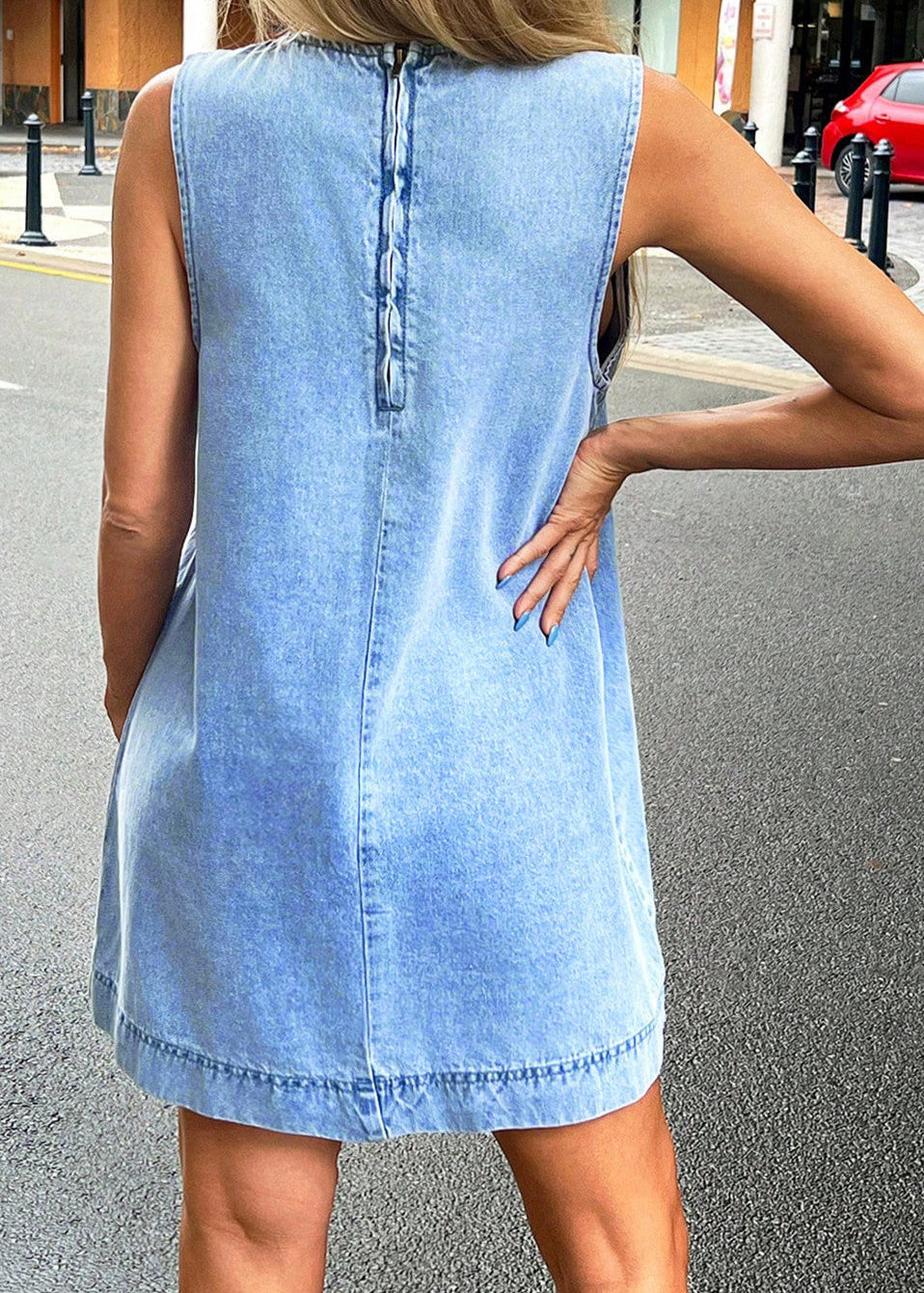 Robe courte femme sans manches col rond style décontracté 4