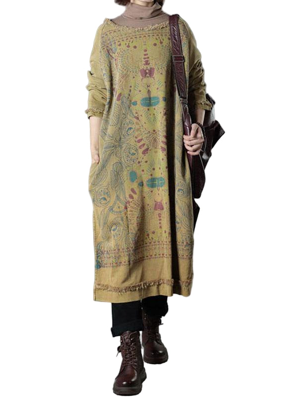 Robe d'Automne en Coton à Col Rond pour Femme 0