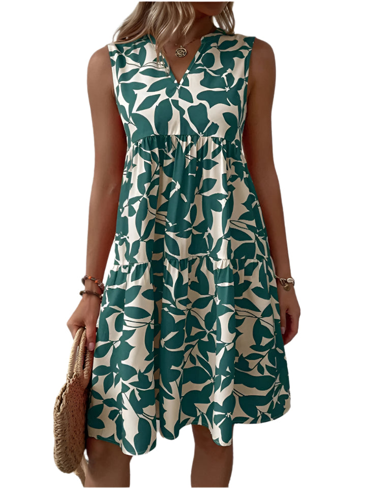 Robe d'Été Femme A-Ligne en Coton Imprimé Floral 0