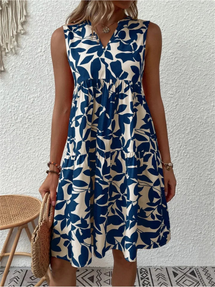 Robe d'Été Femme A-Ligne en Coton Imprimé Floral 1