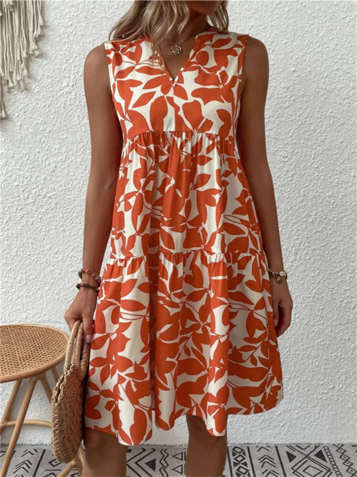 Robe d'Été Femme A-Ligne en Coton Imprimé Floral 2