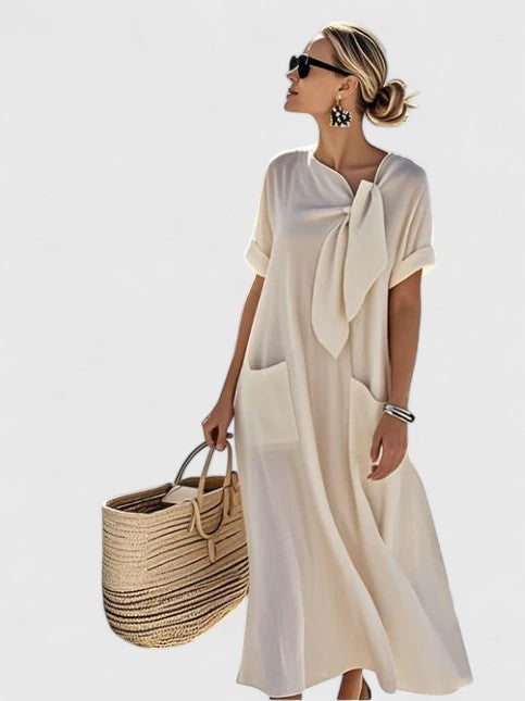 Robe d'Été Femme Chic Midi Avec Poches Fonctionnelles 2