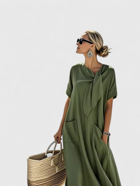 Robe d'Été Femme Chic Midi Avec Poches Fonctionnelles 4