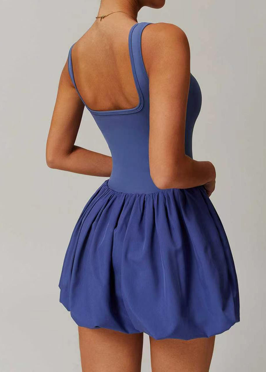 Robe d Été Femme Col en U avec Short Intégré et Poches, Pratique et Décontractée 3