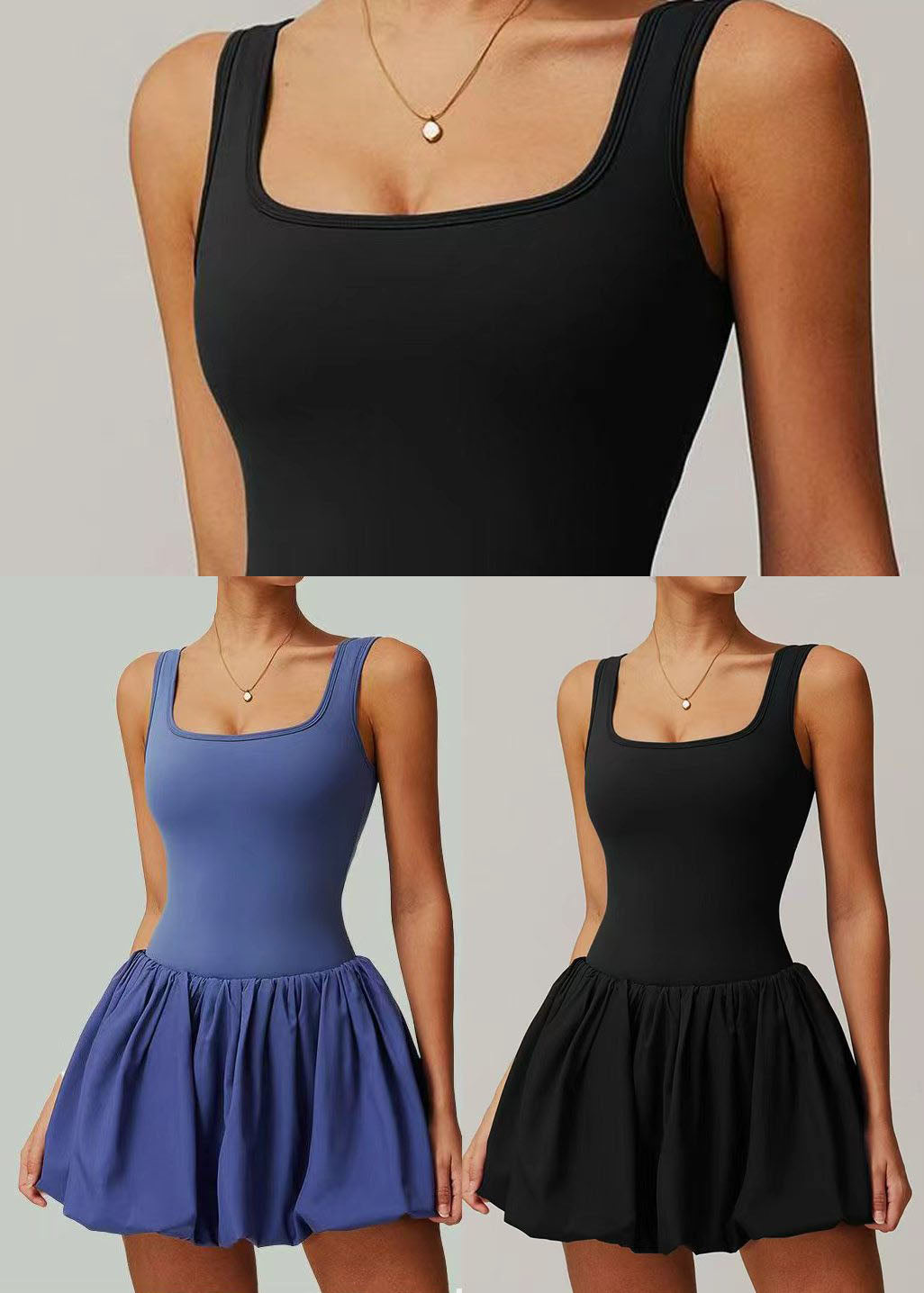 Robe d Été Femme Col en U avec Short Intégré et Poches, Pratique et Décontractée 4