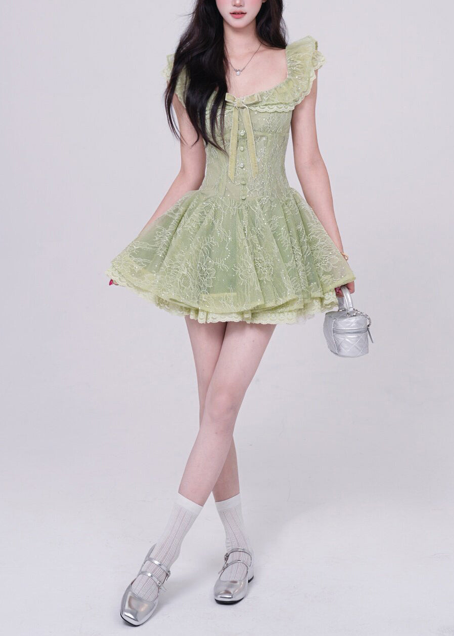 Robe d'Été Femme Courte Bohème à Col Carré 3