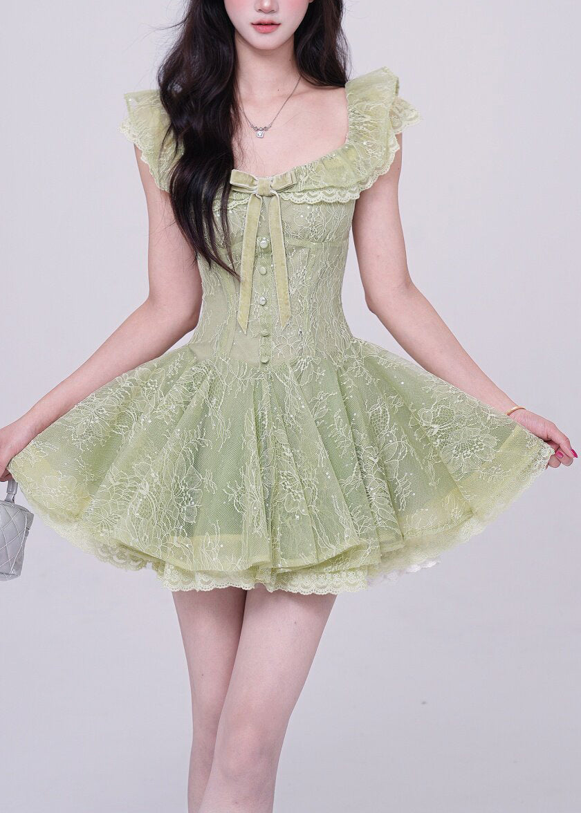 Robe d'Été Femme Courte Bohème à Col Carré 4