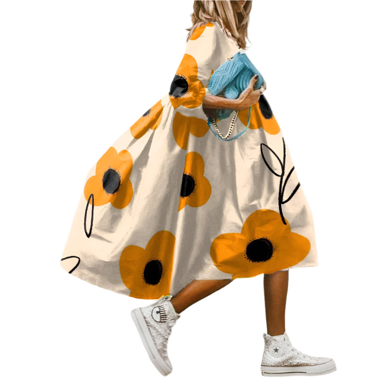 Robe d'Été Femme Midi Fluide Tissu Léger 0