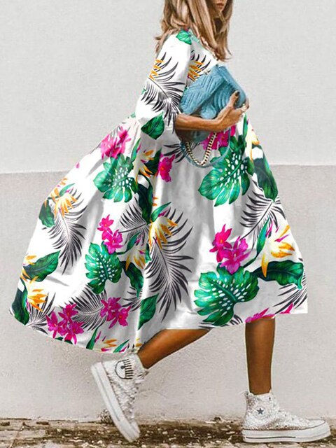 Robe d'Été Femme Midi Fluide Tissu Léger 5