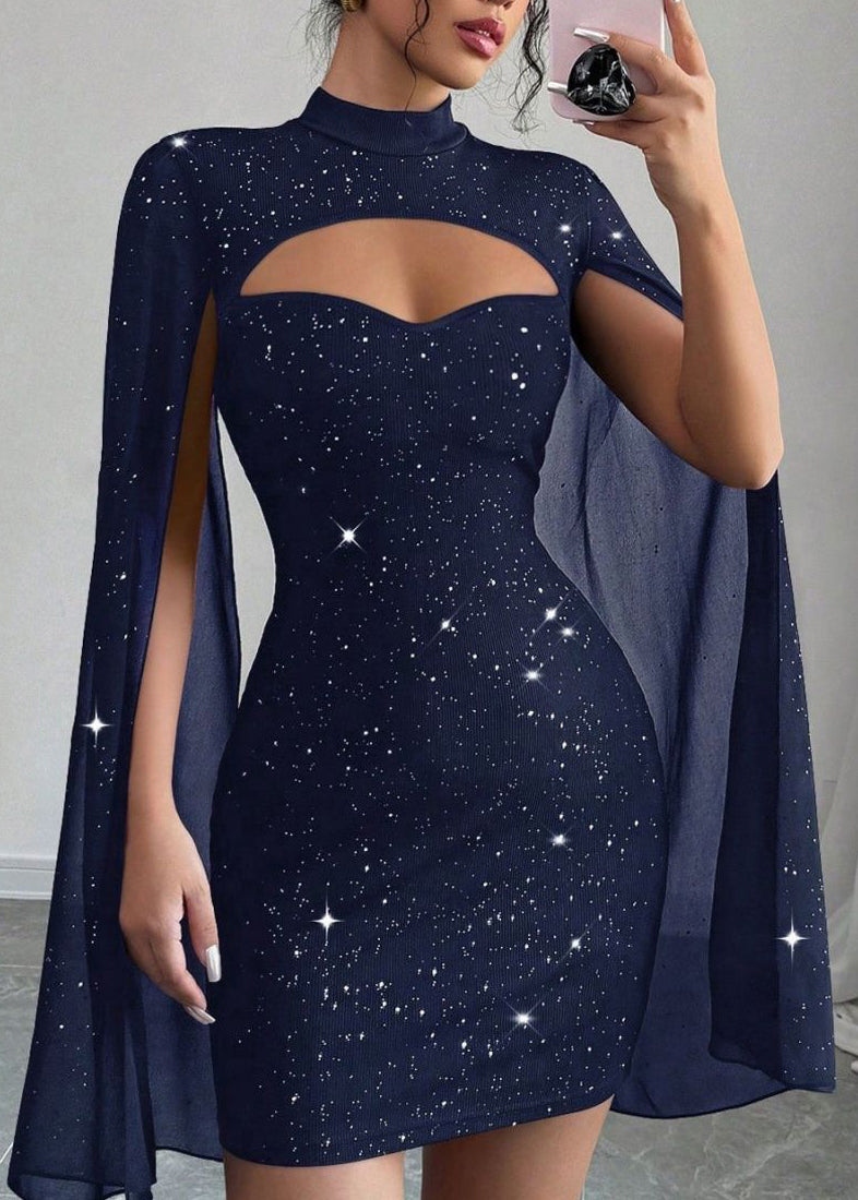 Robe d'Été Rouge à Col Montant avec Paillettes 2
