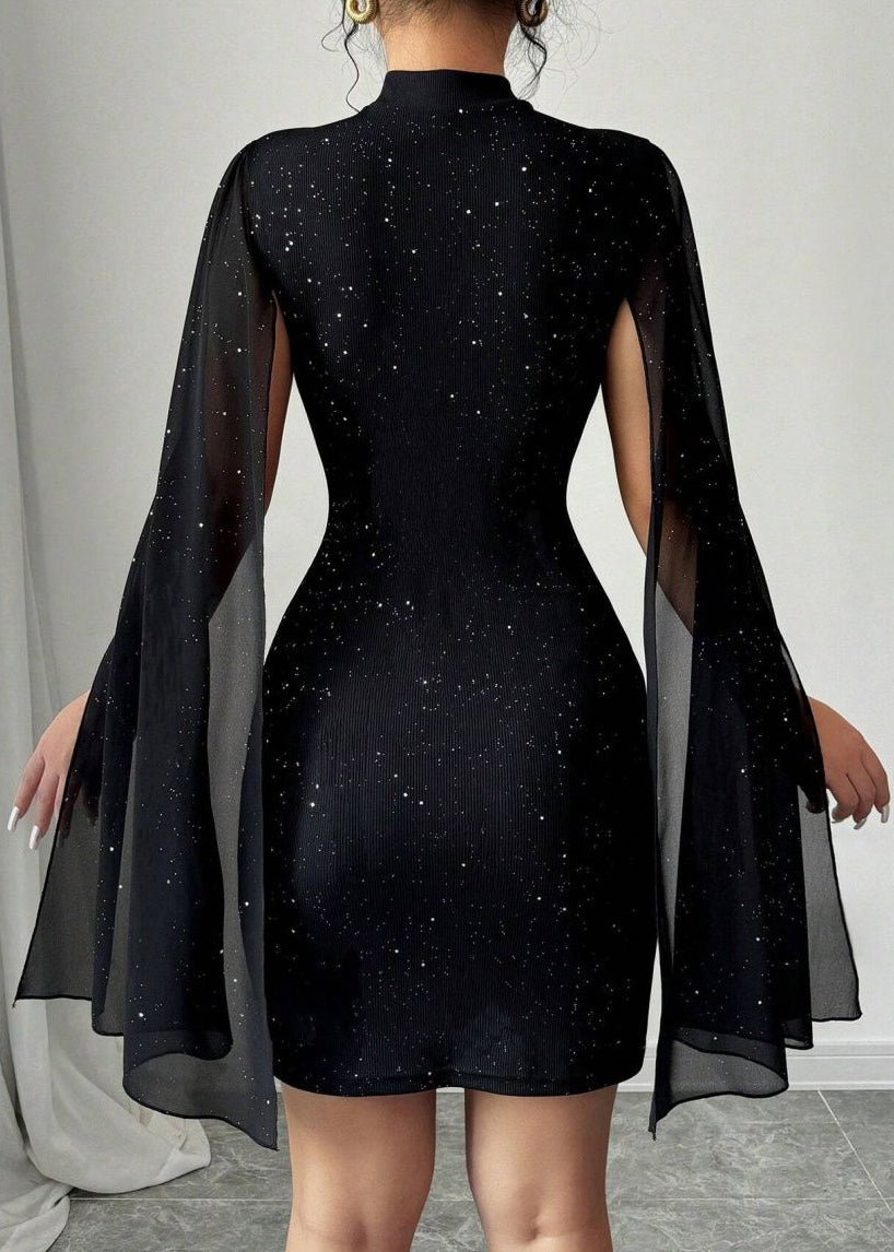 Robe d'Été Rouge à Col Montant avec Paillettes 4