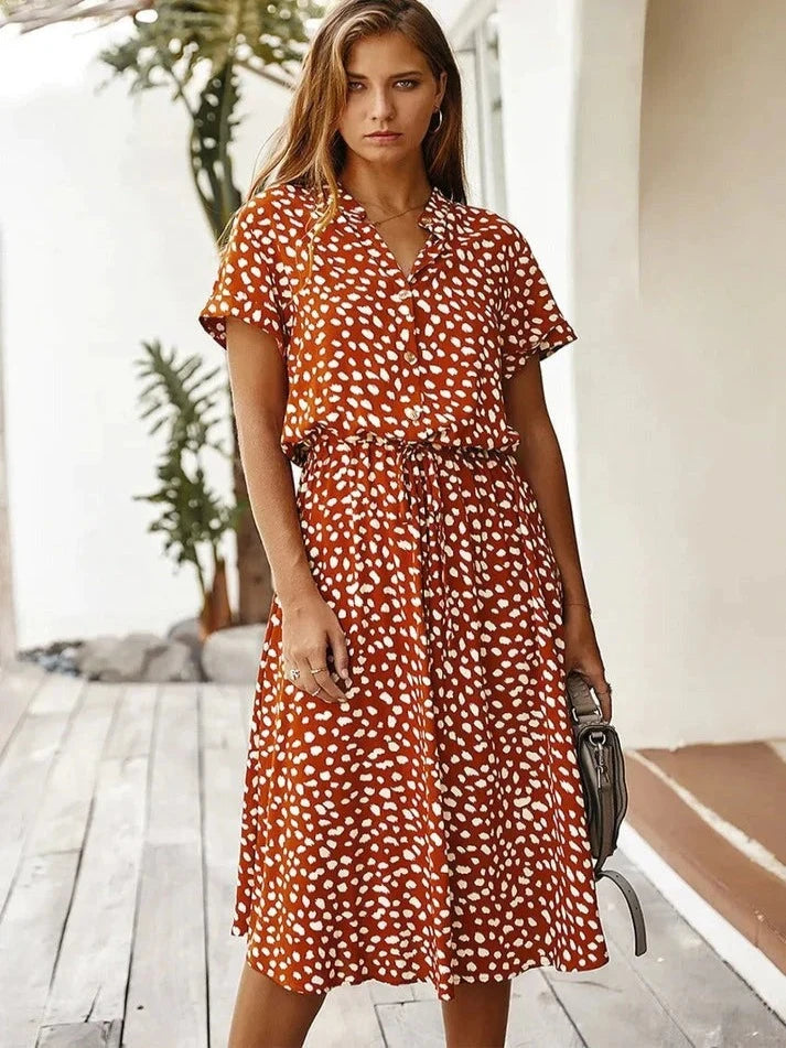 Robe d'Été Vintage Femme à Manches Mi-Longues en Tissu Léger 9