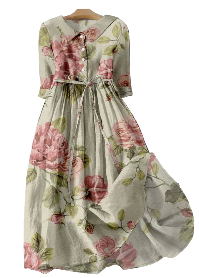 Robe d'été Bohème à Lacets avec Col Peter Pan 0
