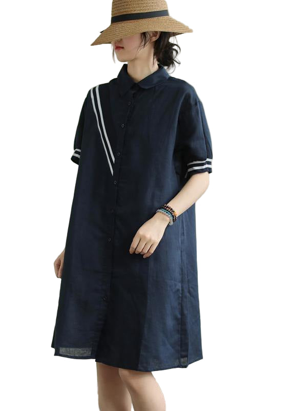 Robe d'été Boutonnée à Rayures pour Femmes 0