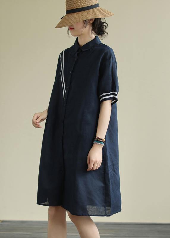 Robe d'été Boutonnée à Rayures pour Femmes 1